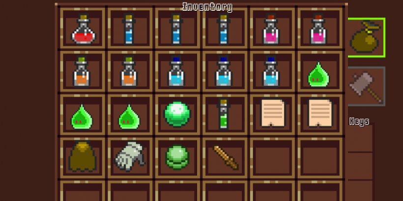 Inventory showing a lot of potions and other items