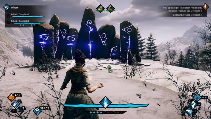 Teagan stands in front of a stone circle with glowing marks on the stones in this scene from Timemelters.