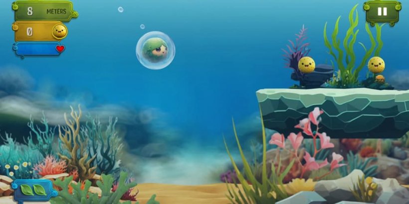 Pipunka traversing an underwater level in a bubble