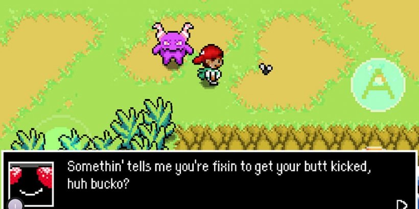 Male player character in red hat being bullied by a fly as he traverses a grassy enviornment