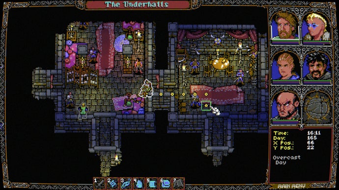 A screenshot of Skald: Against the Black Priory: showing the player exploring the Black Market hidden in Horryn's sewers.