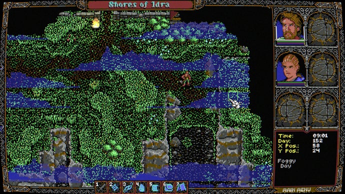 A screenshot of Skald: Against the Black Priory, showing the player exploring a field from a top-down perspective.