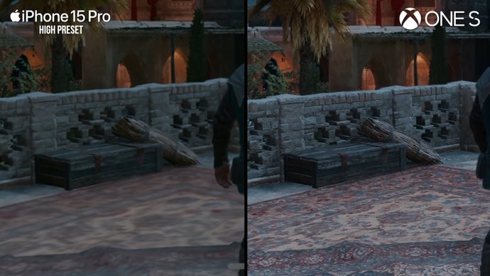 AC Mirage iPhone 15 Pro vs Xbox One S: texture resolution comparison