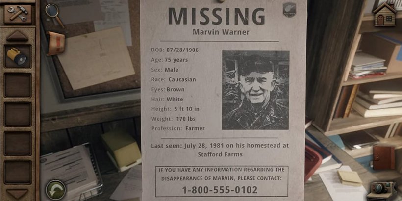 Missing persons flyer for Marvin Warner featuring a black and white photo of him and info about his person.