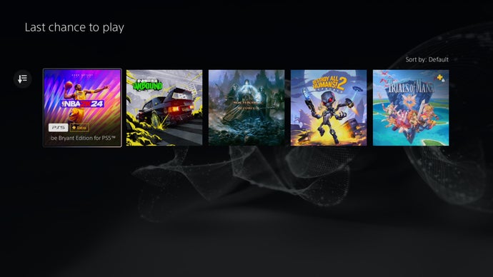 PS Plus screenshot showing 'Last chance to play' section for August 2024