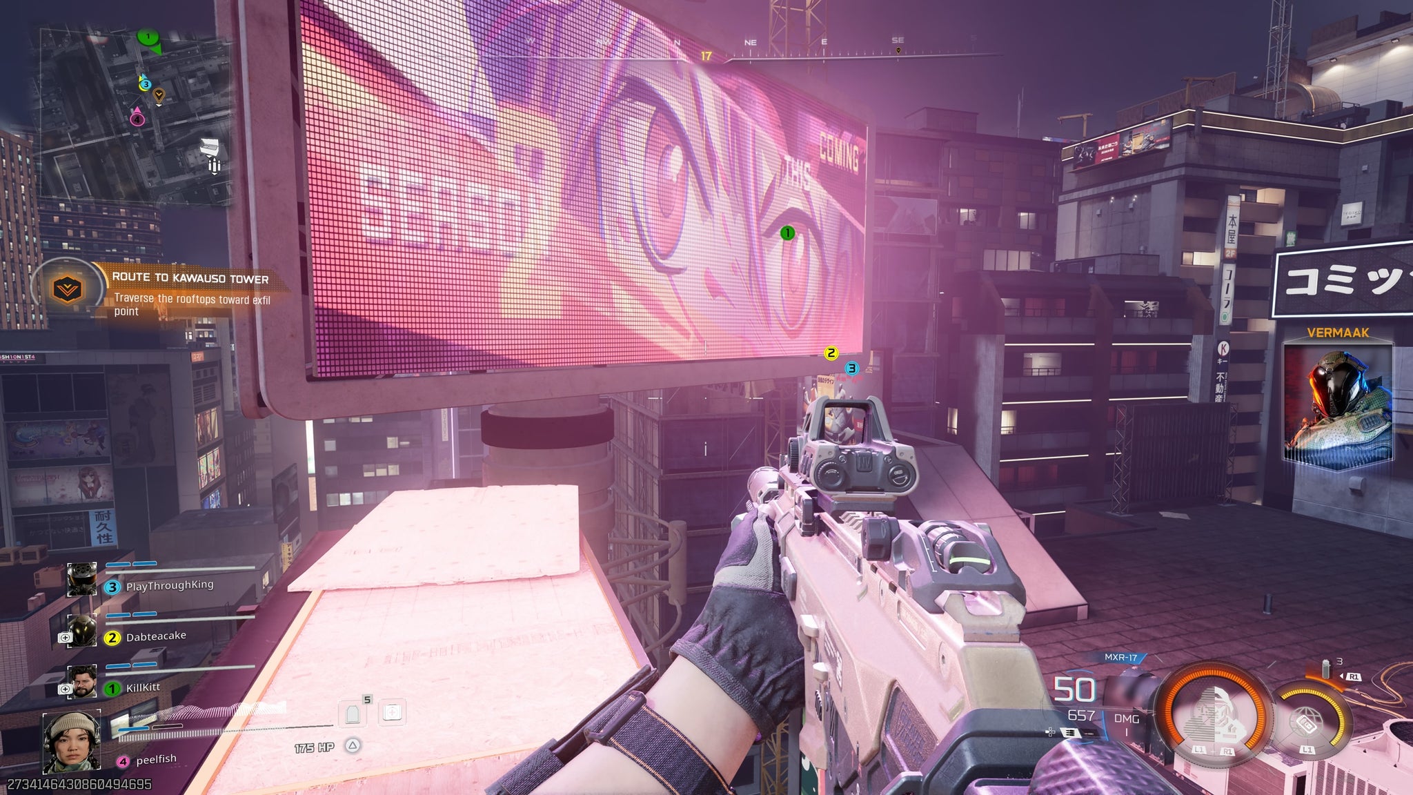 A billboard displays an anime character in Call of Duty: Black Ops 7's depiction of Tokyo.