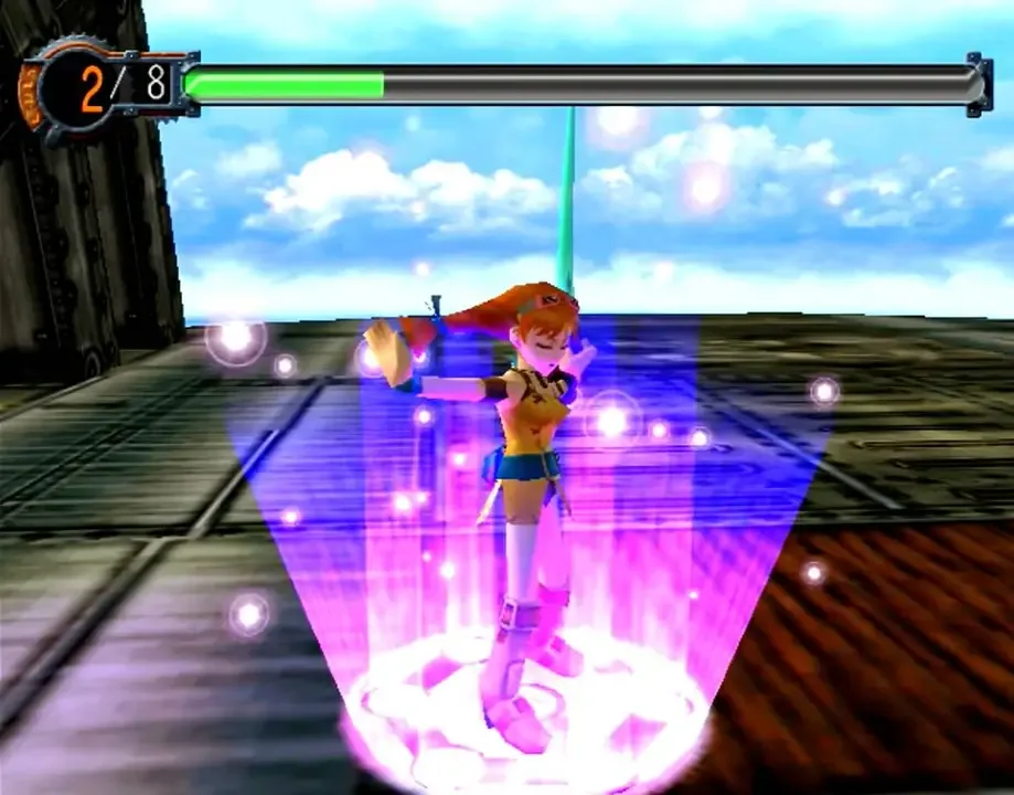 Skies of Arcadia screenshot showing Aika using an ability