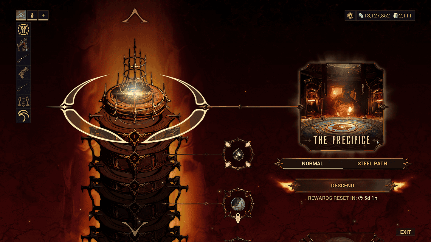 Warframe Descendia menu