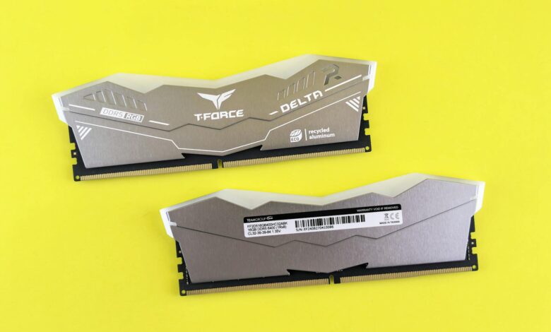 Close-up view of DDR5 memory modules installed in a gaming motherboard