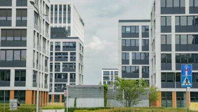 Modern office building representing Sony's new Amsterdam development facility