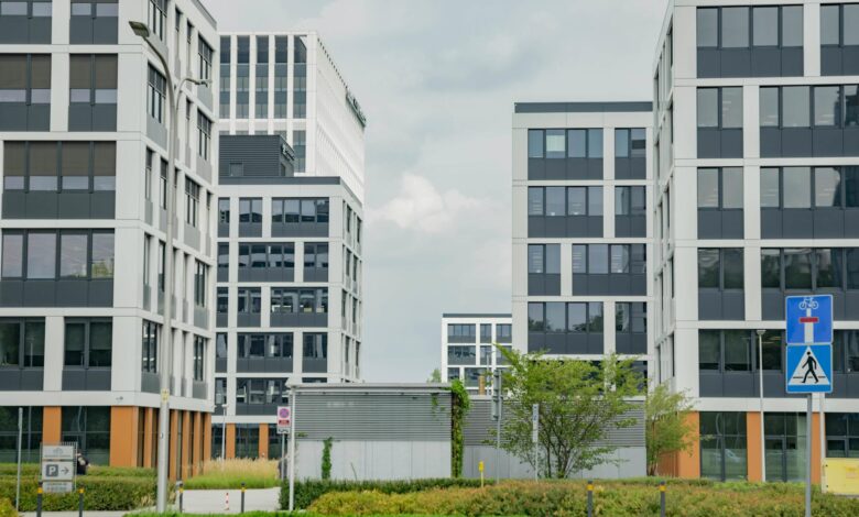 Modern office building representing Sony's new Amsterdam development facility