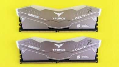 Close-up view of computer RAM memory modules installed in motherboard slots