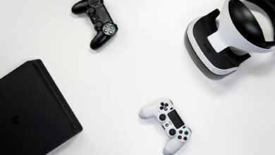 Modern gaming console setup showing sleek black console design