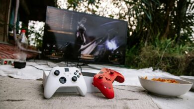 Modern gaming console connected to television in living room entertainment setup