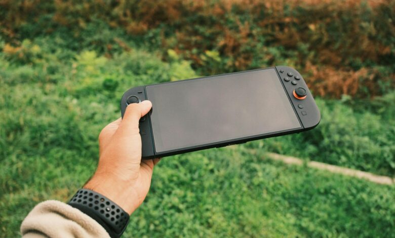 Nintendo Switch gaming console displaying retro game interface