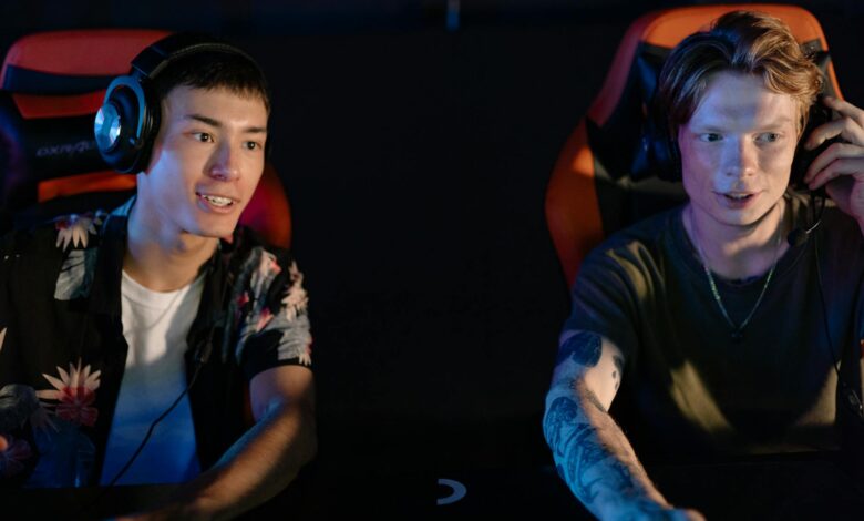 Professional gaming headset on desk representing esports competitive environment