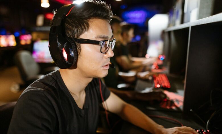 Modern VR gaming headset on dark surface showcasing virtual reality technology