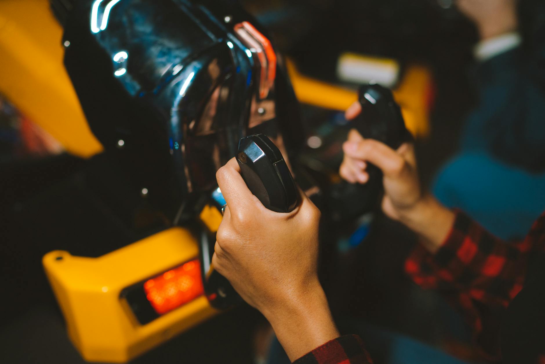 Close-up of arcade fighting game controller used in competitive Street Fighter tournaments
