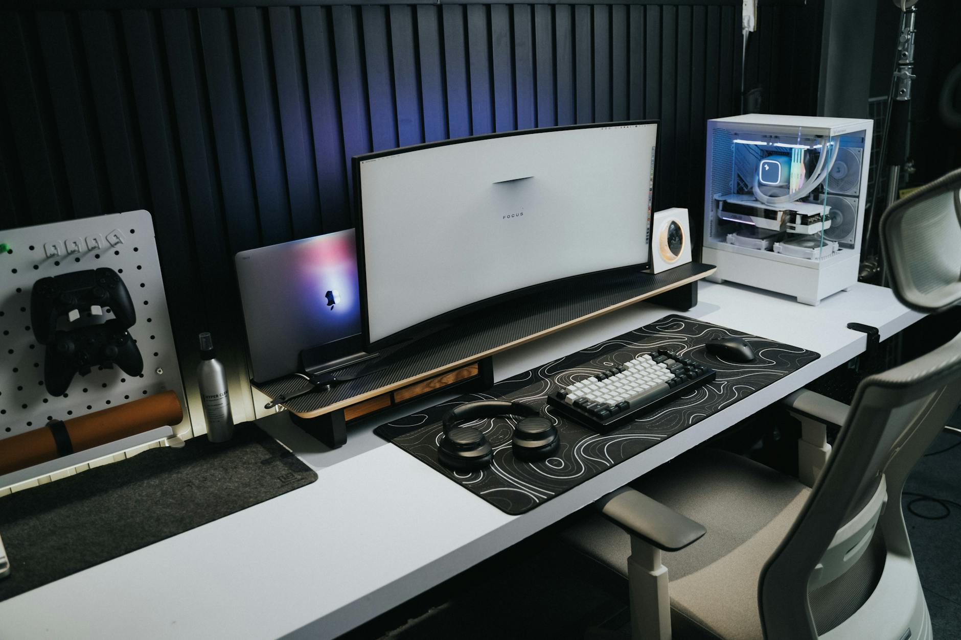 Modern gaming PC setup with RGB lighting and high-performance components on desk