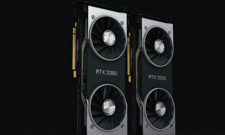 Close-up of a high-end graphics card showing cooling fans and heatsink design