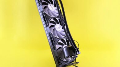 Close-up of a large dual-tower CPU air cooler installed on a desktop motherboard