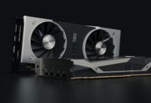 Close-up of a graphics card GPU installed in a PC motherboard slot