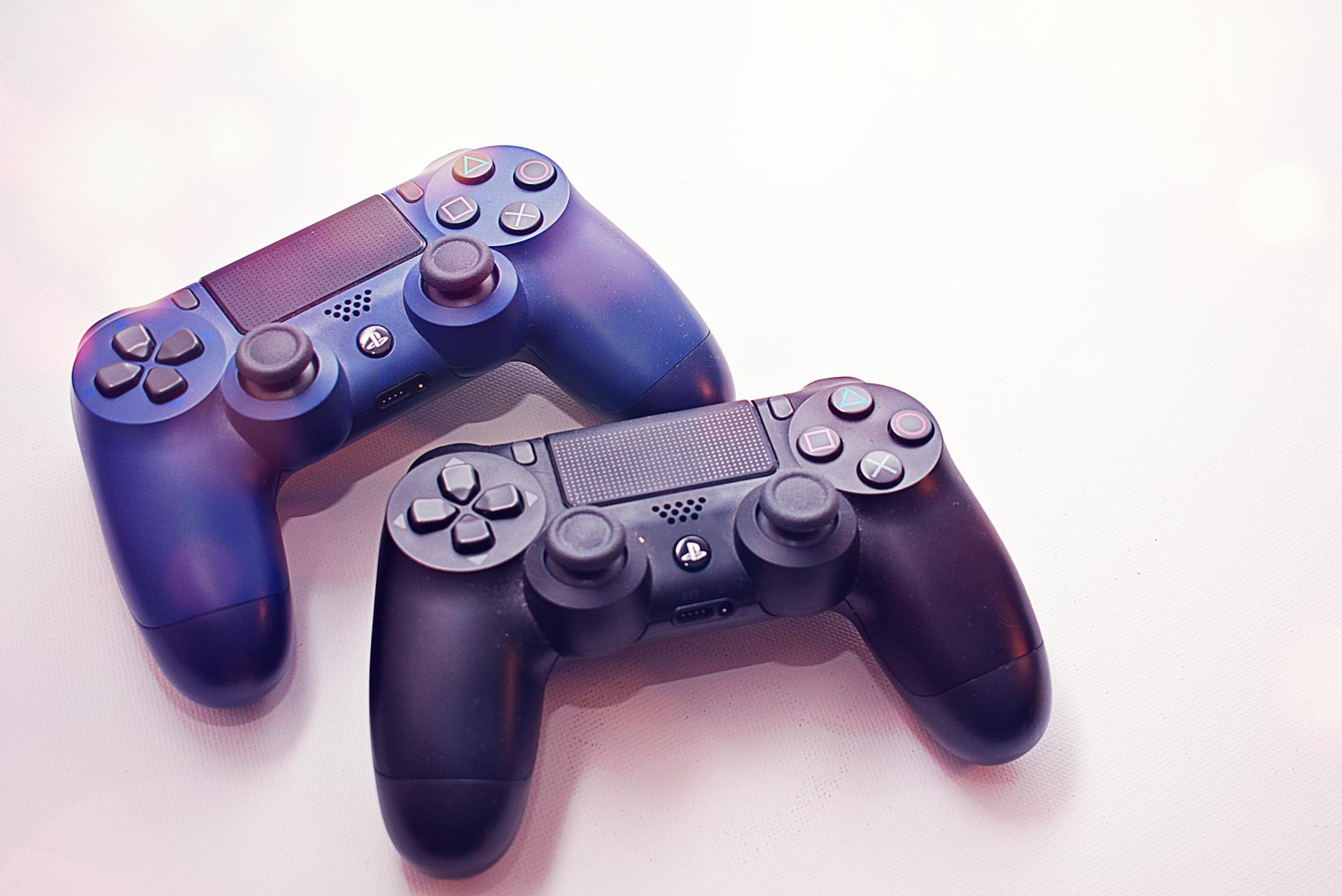 Close-up of a gaming controller on a desk during a gaming session