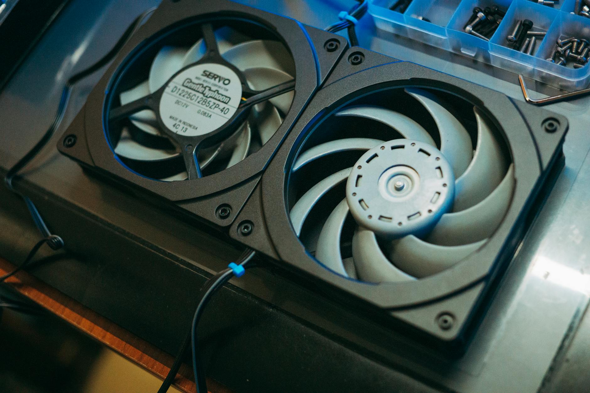 CPU cooling fan and heatsink installed in a desktop computer