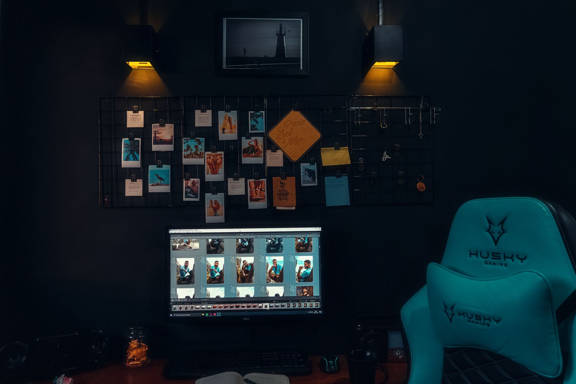 A gaming laptop open on a desk with screen glow, representing portable PC gaming