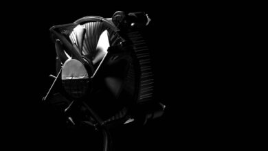 Large dual-tower air cooler mounted on a PC motherboard