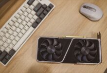 AMD Radeon graphics card close-up showing cooling fins and PCIe connector