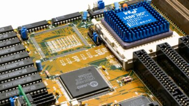 Close-up of a modern desktop CPU processor on a motherboard