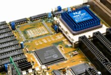Close-up of a modern desktop CPU processor on a motherboard