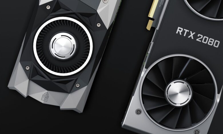 Close-up of a high-end graphics card with triple fan cooler installed in a PC case