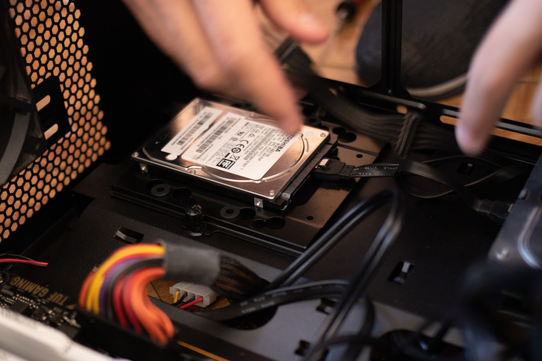 High-performance desktop PC build with visible CPU cooler and RGB components