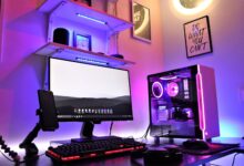 High-end gaming desktop PC setup with RGB lighting representing flagship CPU comparison